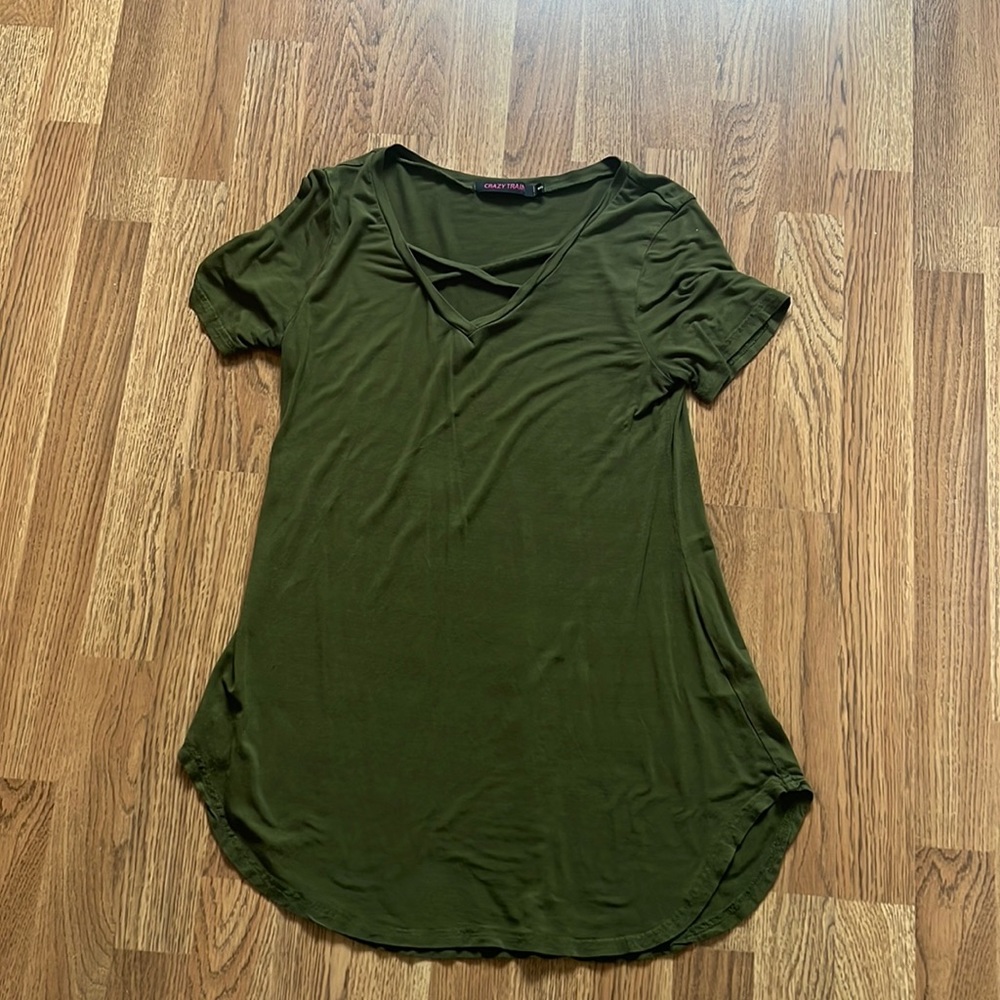 Crazy Train Olive cross cross Tshirt